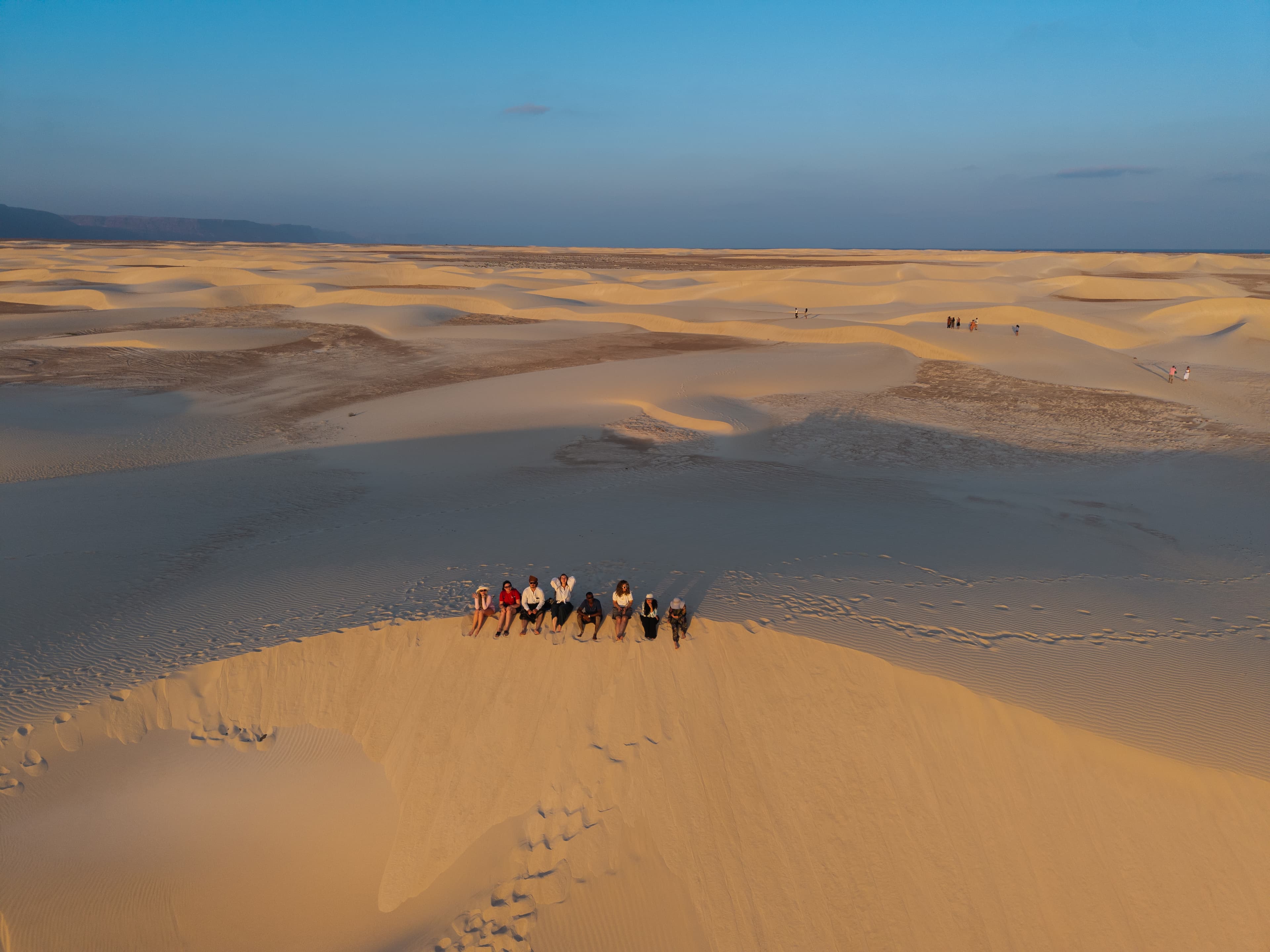 A Socotra expedition camp at dusk